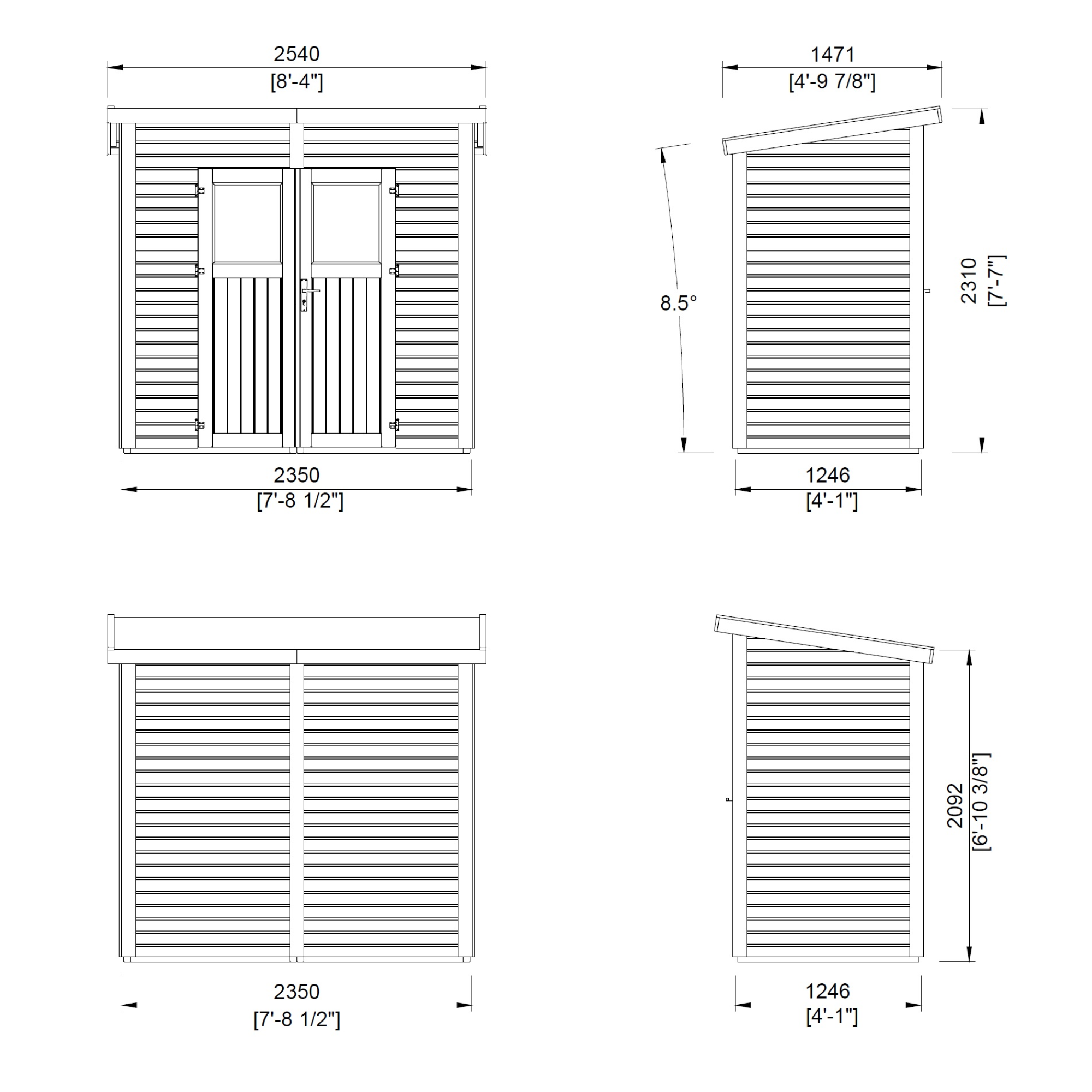 8 ft. x 4 ft. Nordic Spruce Heavy Duty Storage Shed