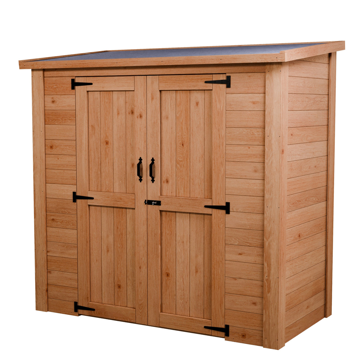 CedarCraft | Heavy Duty | 6 ft. x 3 ft. | Solid Cedar Wood | Lean To Storage Shed | with Double Doors and Modern Pent Roof | Protective Finish | 18 sq. ft.
