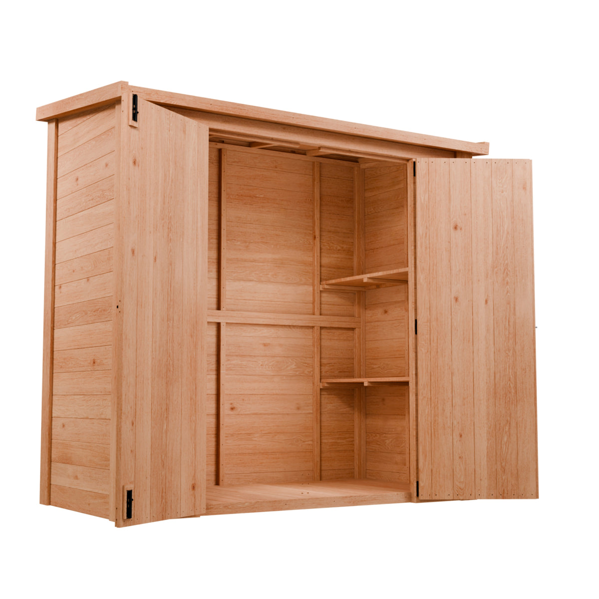 CedarCraft | Heavy Duty | 6 ft. x 3 ft. | Solid Cedar Wood | Lean To Storage Shed | with Double Doors and Modern Pent Roof | Protective Finish | 18 sq. ft.