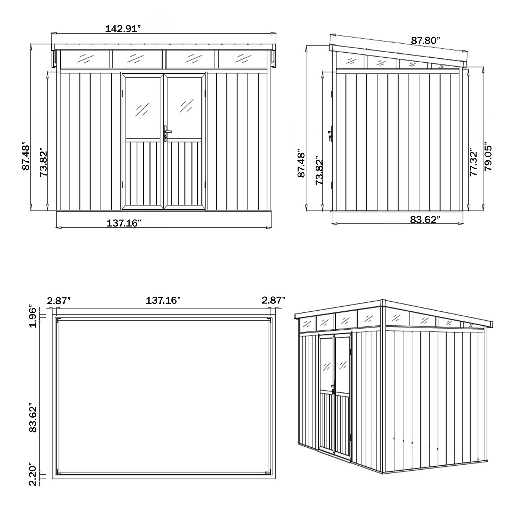 11 ft. x 7 ft. Wood Plastic Composite Heavy Duty Shed Brown Color