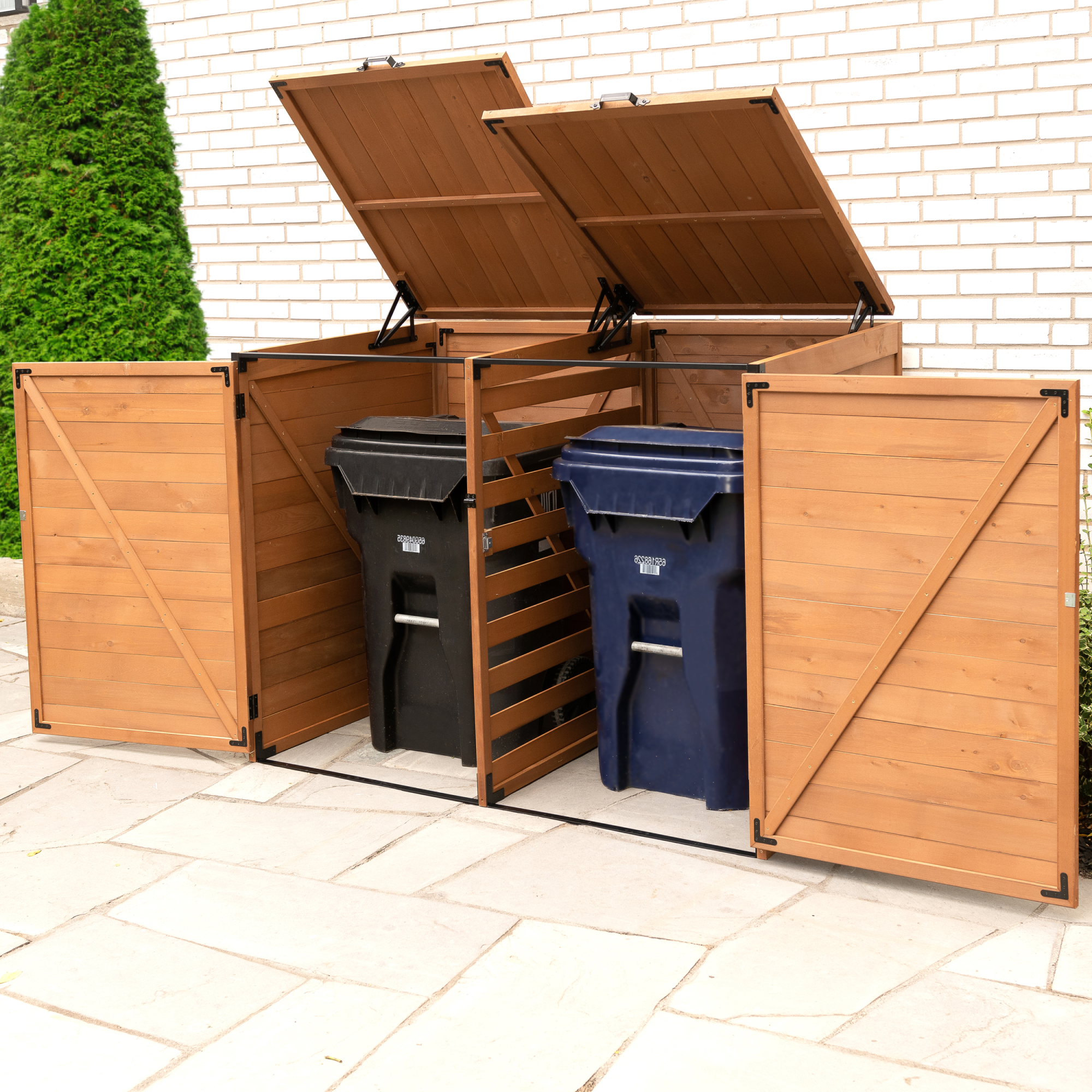 Medium Horizontal Trash and Recycling Storage Shed