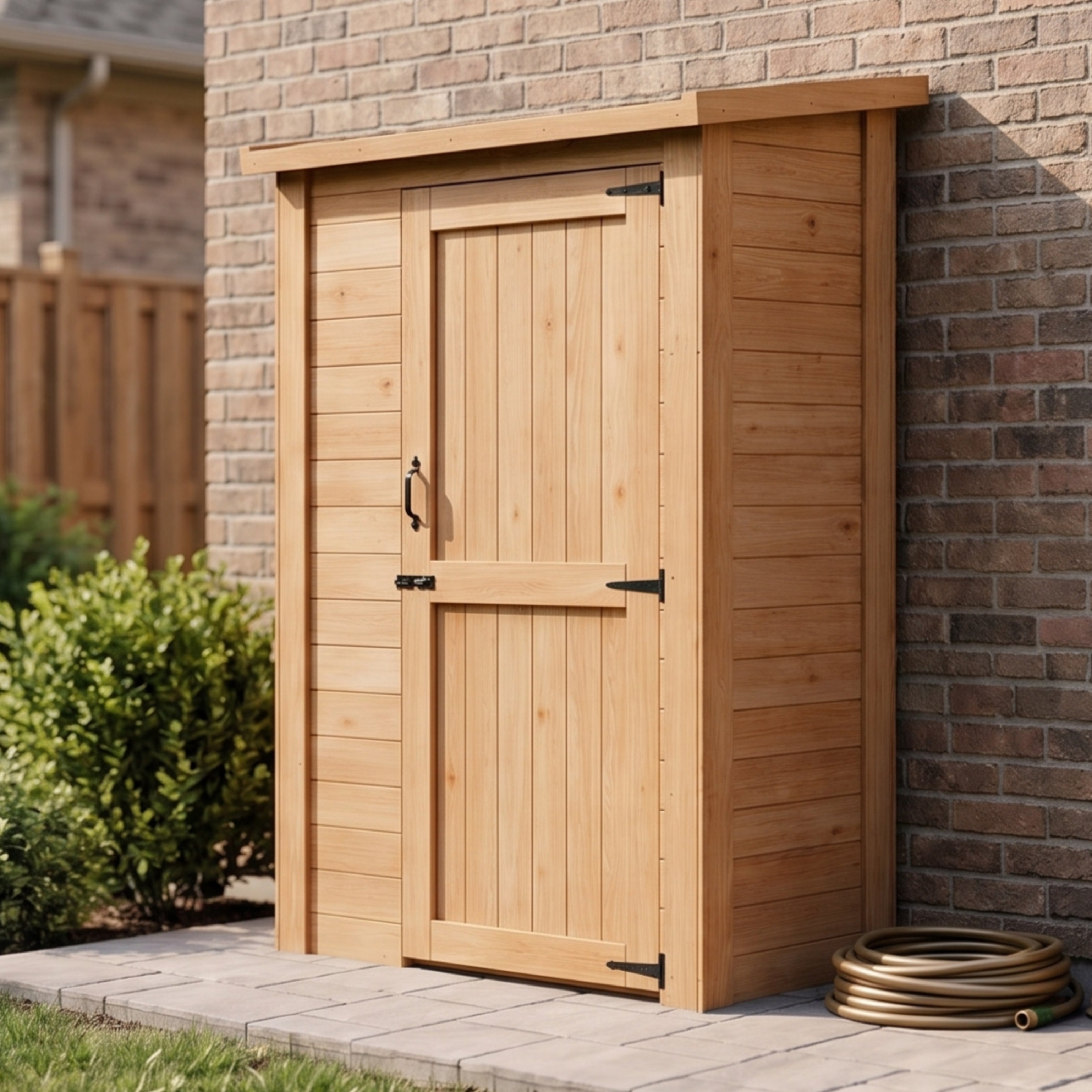 CedarCraft | Heavy Duty | 4 ft. x 2 ft. | Solid Cedar Wood | Lean To Storage Shed | with Single Door and Modern Pent Roof | Protective Finish | 8 sq. ft.