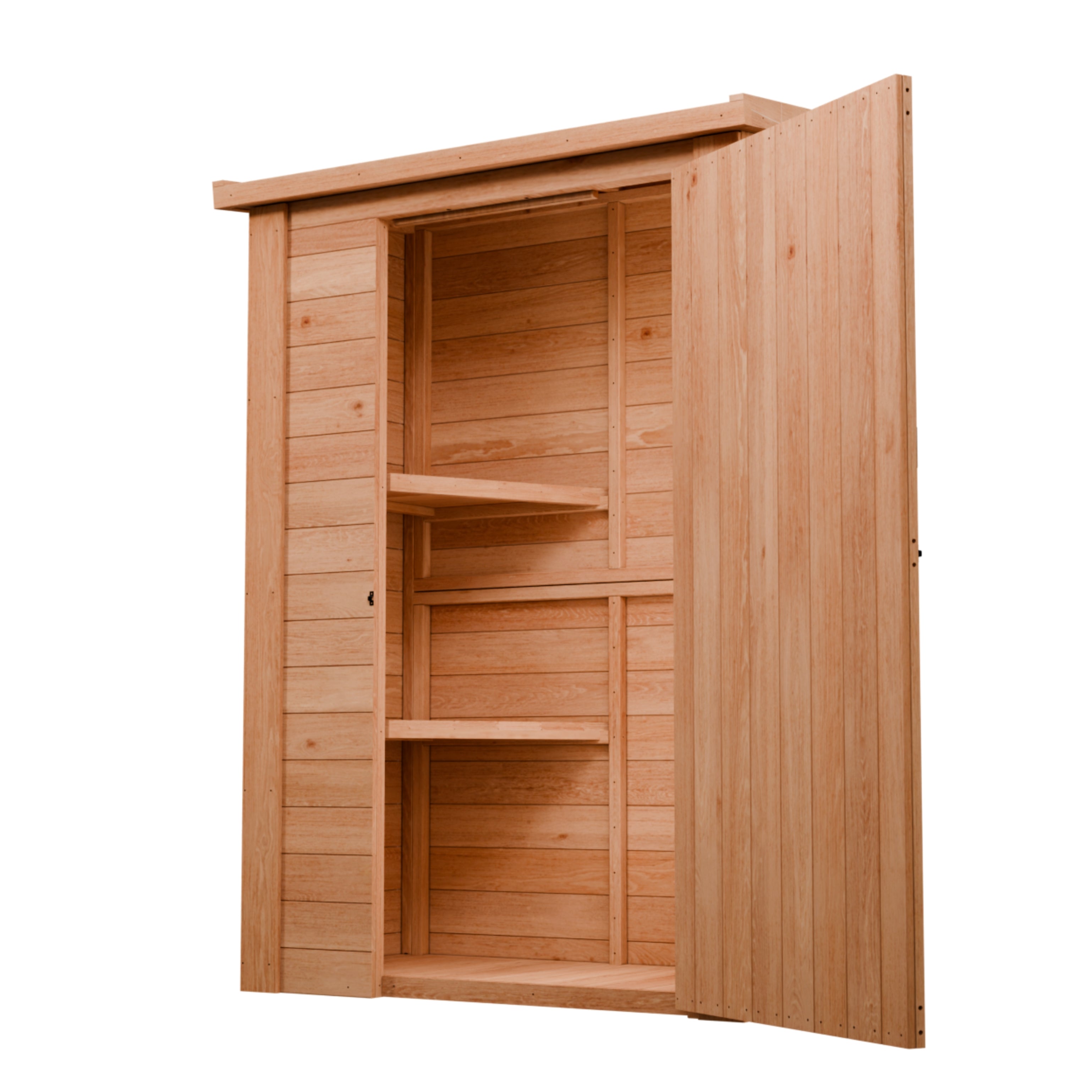 CedarCraft | Heavy Duty | 4 ft. x 2 ft. | Solid Cedar Wood | Lean To Storage Shed | with Single Door and Modern Pent Roof | Protective Finish | 8 sq. ft.