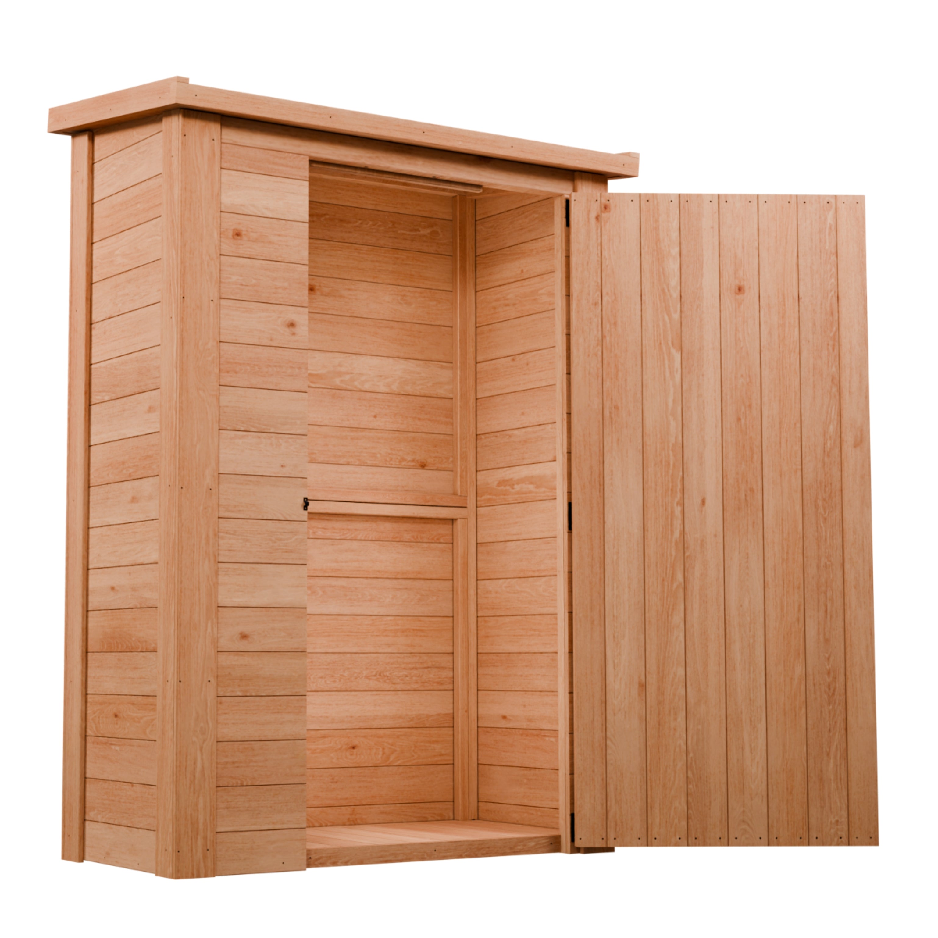 CedarCraft | Heavy Duty | 4 ft. x 2 ft. | Solid Cedar Wood | Lean To Storage Shed | with Single Door and Modern Pent Roof | Protective Finish | 8 sq. ft.