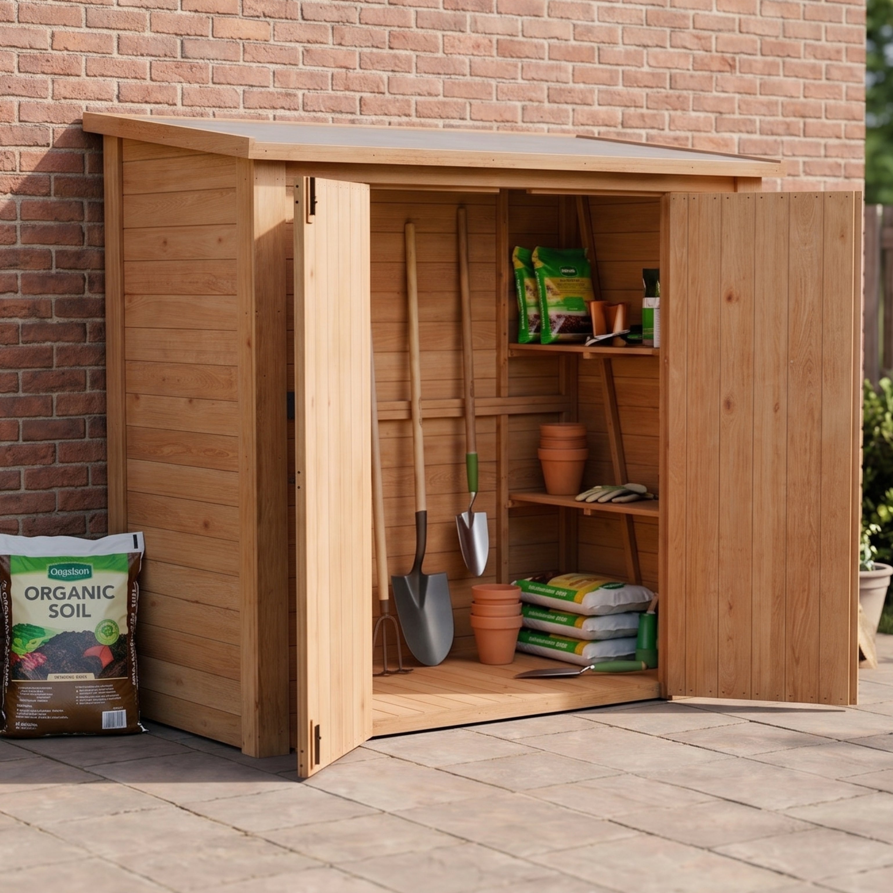 CedarCraft | Heavy Duty | 6 ft. x 3 ft. | Solid Cedar Wood | Lean To Storage Shed | with Double Doors and Modern Pent Roof | Protective Finish | 18 sq. ft.