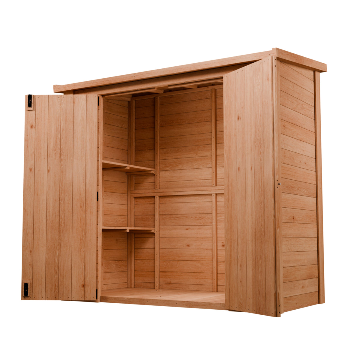 CedarCraft | Heavy Duty | 6 ft. x 3 ft. | Solid Cedar Wood | Lean To Storage Shed | with Double Doors and Modern Pent Roof | Protective Finish | 18 sq. ft.
