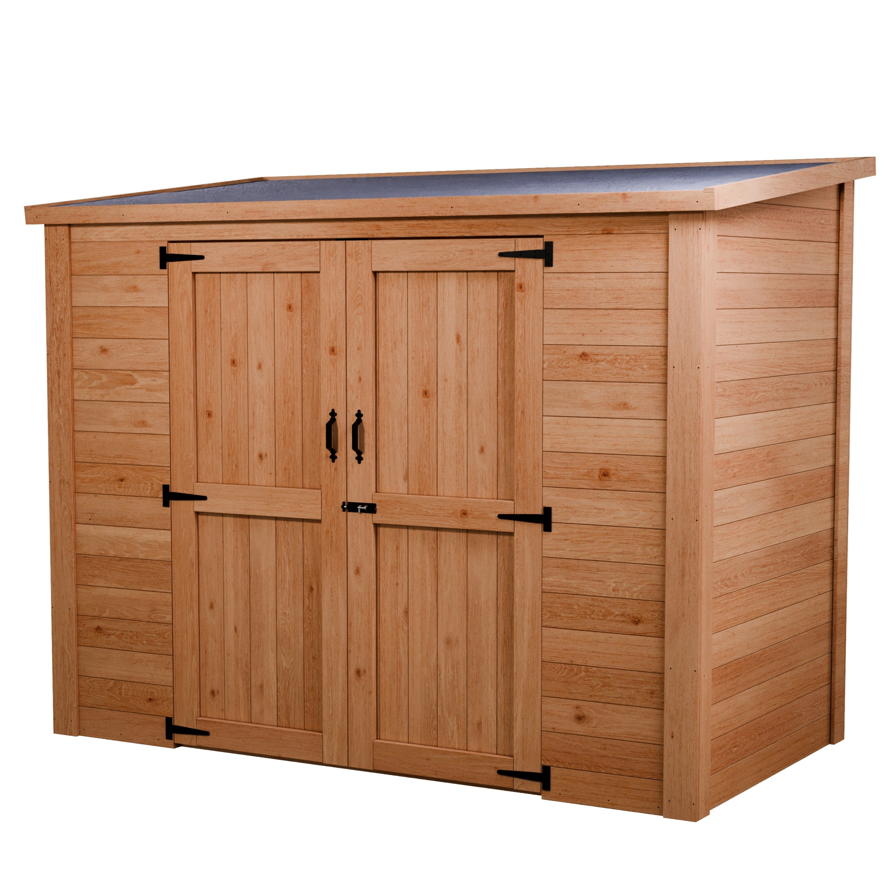 CedarCraft | Heavy Duty | 7.5 ft. x 4 ft. | Solid Cedar Wood | Lean To Storage Shed | with Double Doors and Modern Pent Roof | Protective Finish | 30 sq. ft.