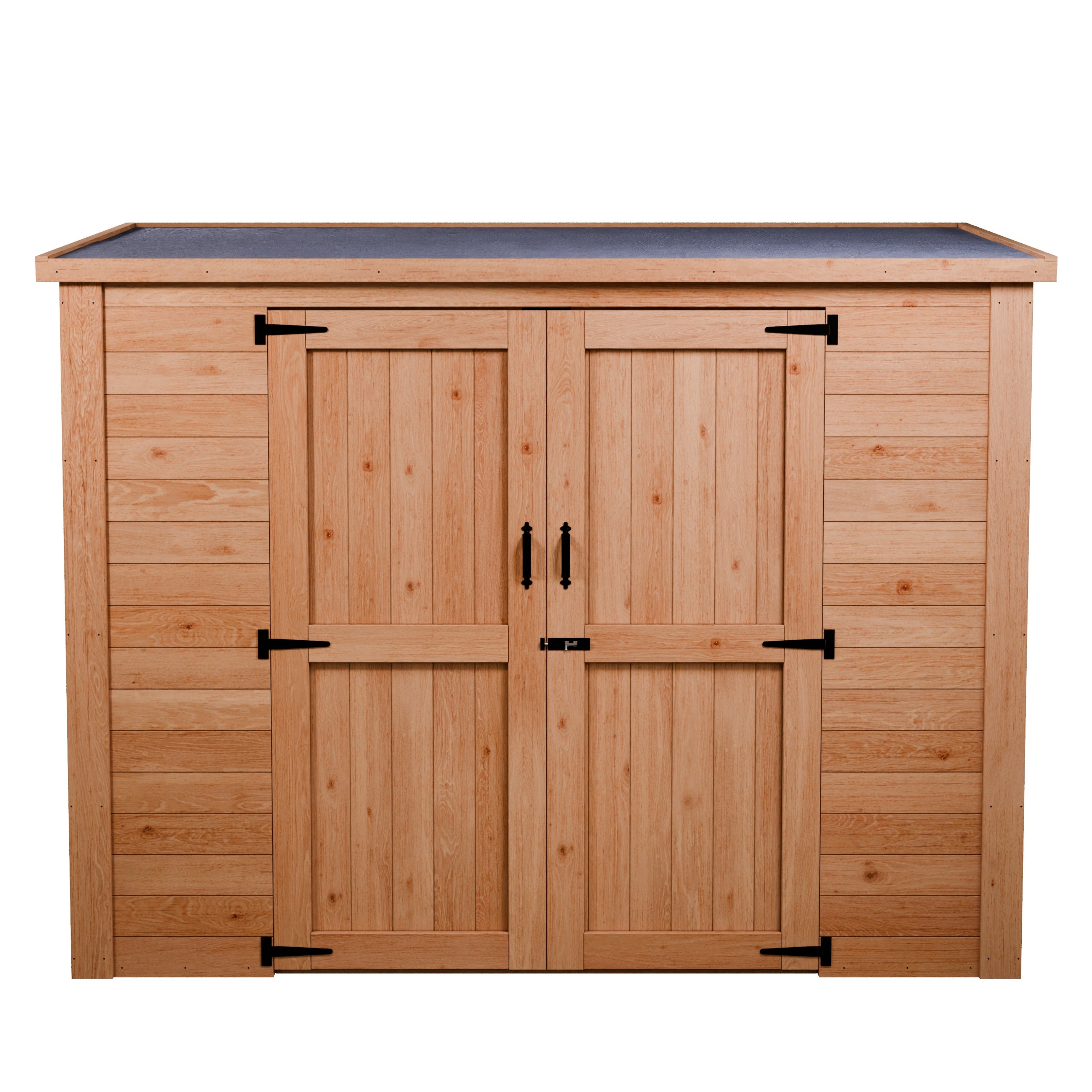 CedarCraft | Heavy Duty | 7.5 ft. x 4 ft. | Solid Cedar Wood | Lean To Storage Shed | with Double Doors and Modern Pent Roof | Protective Finish | 30 sq. ft.