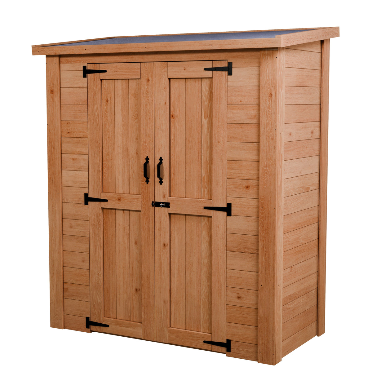 CedarCraft | Heavy Duty | 5 ft. x 2.5 ft. | Solid Cedar Wood | Lean To Storage Shed | with Double Doors and Modern Pent Roof | Protective finish | 12.5 sq. Ft.