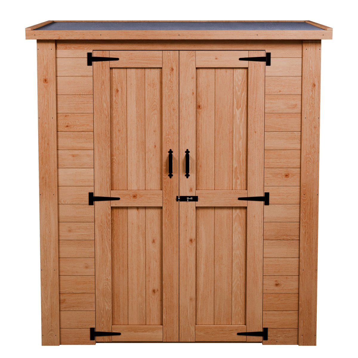CedarCraft | Heavy Duty | 5 ft. x 2.5 ft. | Solid Cedar Wood | Lean To Storage Shed | with Double Doors and Modern Pent Roof | Protective finish | 12.5 sq. Ft.