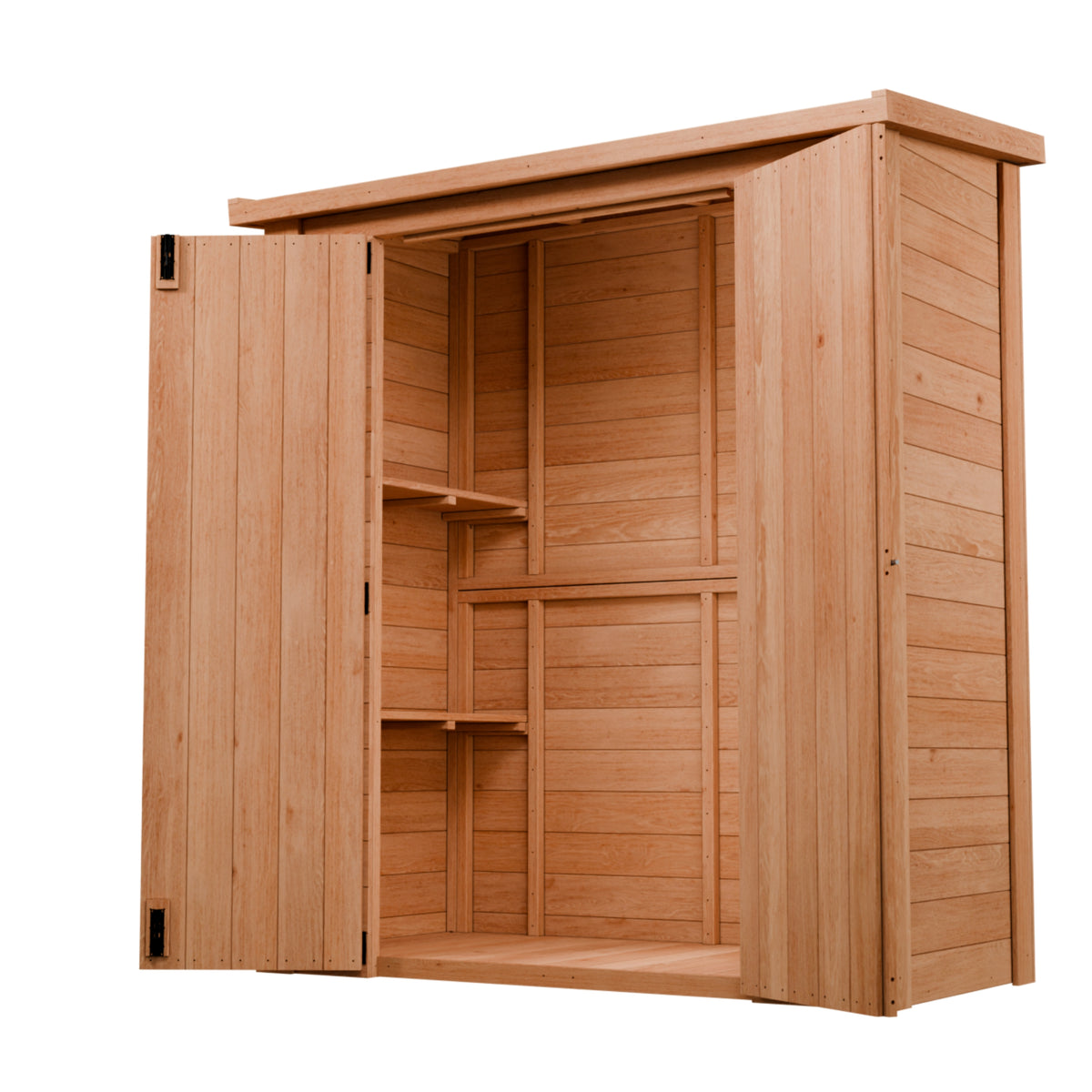 CedarCraft | Heavy Duty | 5 ft. x 2.5 ft. | Solid Cedar Wood | Lean To Storage Shed | with Double Doors and Modern Pent Roof | Protective finish | 12.5 sq. Ft.