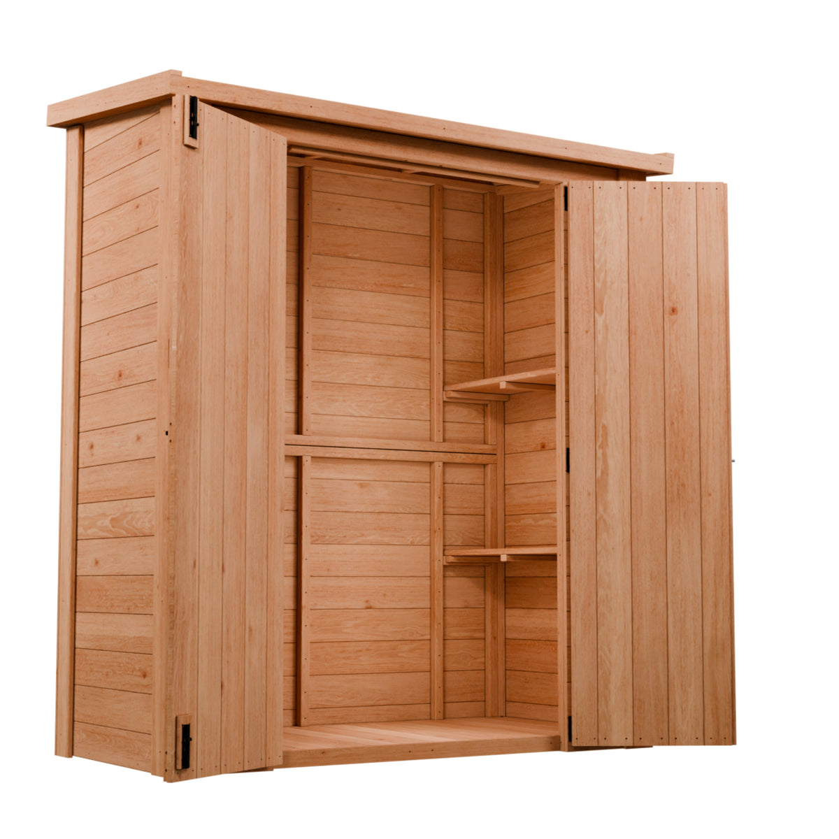 CedarCraft | Heavy Duty | 5 ft. x 2.5 ft. | Solid Cedar Wood | Lean To Storage Shed | with Double Doors and Modern Pent Roof | Protective finish | 12.5 sq. Ft.