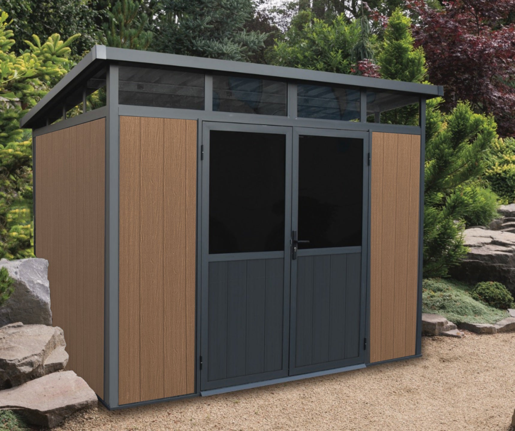 9 ft. x 7 ft. Wood Plastic Composite Heavy Duty Shed Brown Color